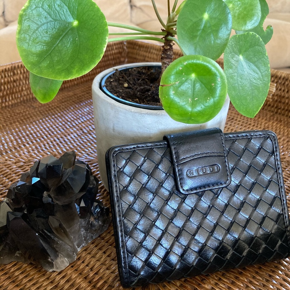 Italian Woven Black Leather Wallet